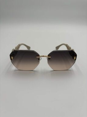 Balenciaga Beige Gradient Rimless Octagon Sunglasses